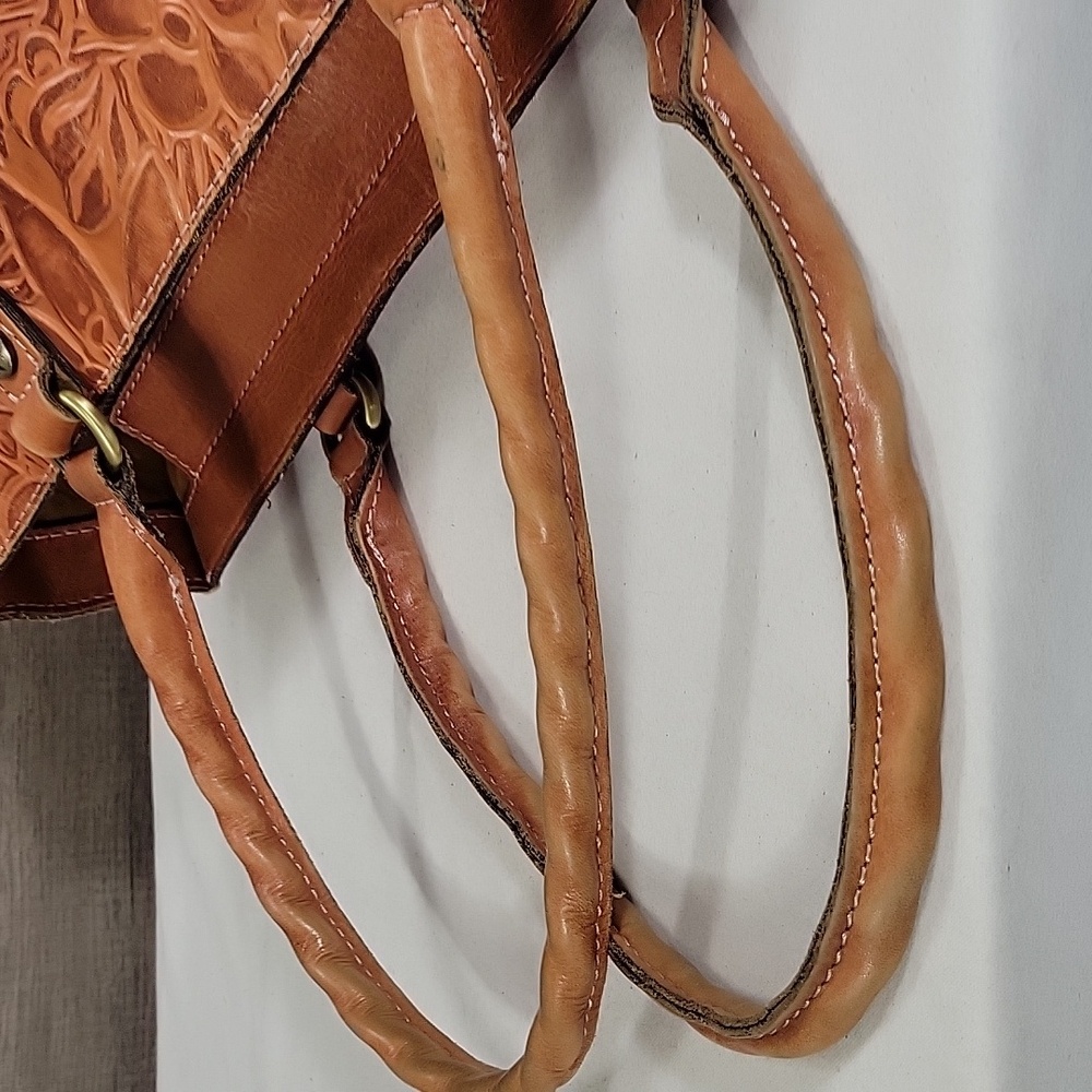 Patricia Nash Tooled Floral Leather Tote in Cognac Brown - Picture 6 of 16
